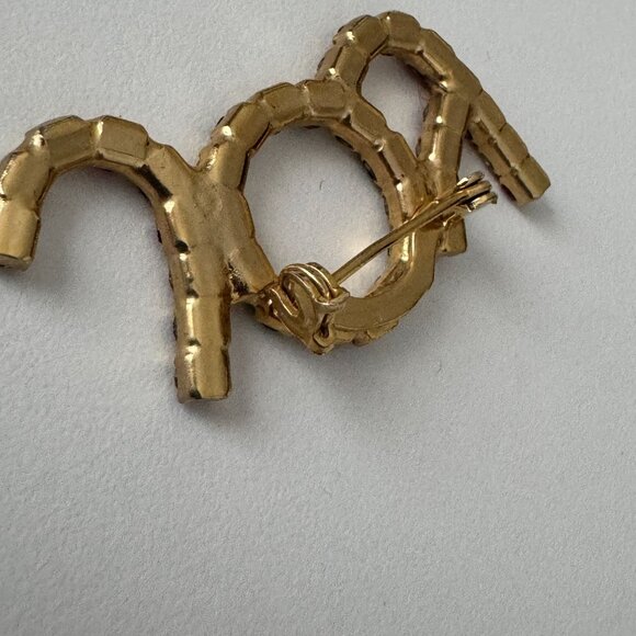 Christmas Pin Brooch Joy Rhinestone Vintage Red Green Holidays Festive Jewelry - Picture 9 of 10